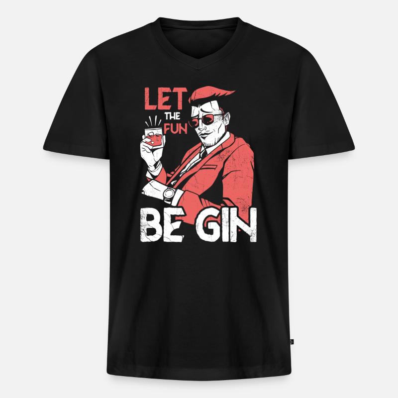 Be Gin - Männer Premium Bio T-Shirt mit V-Ausschnitt - Schwarz