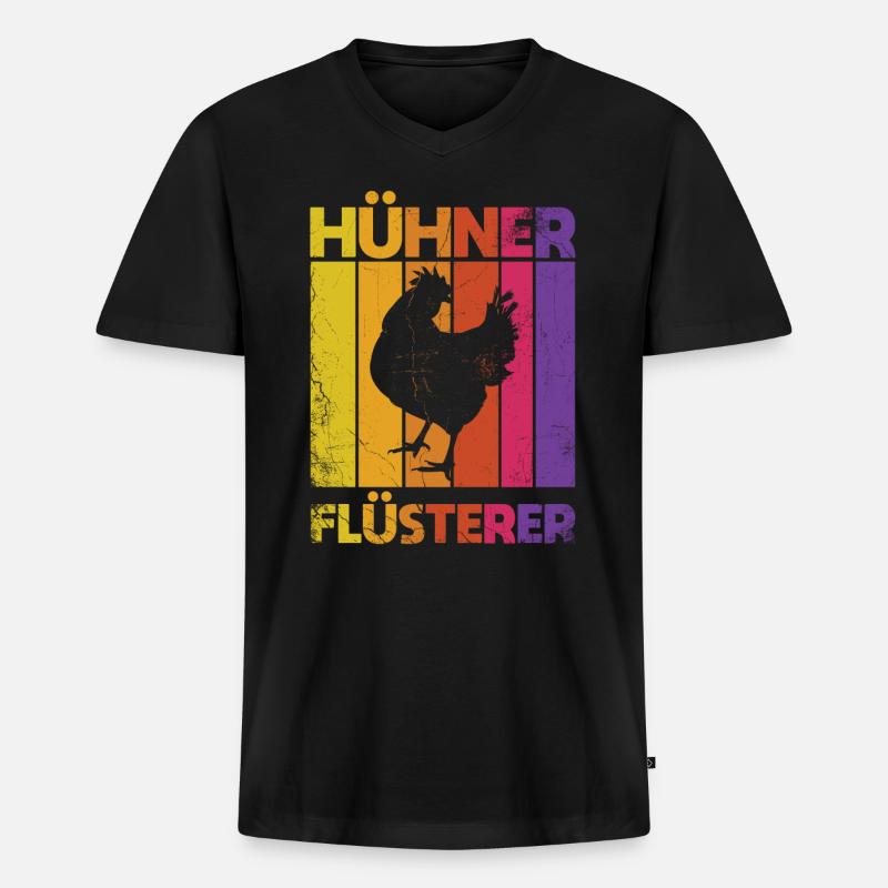 Hühner Flüsterer. Hühner - Männer Premium Bio T-Shirt mit V-Ausschnitt - Schwarz