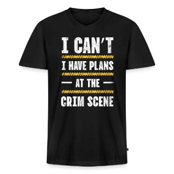 Ich Kann Nicht, Ich Habe Pfannen Am Tatort, - Männer Premium Bio T-Shirt mit V-Ausschnitt - Schwarz - Vorne - Nico (187cm)