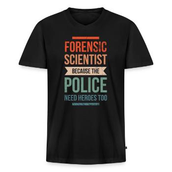 Experts médico-légaux La police a besoin de héros, - T-shirt encolure en V Premium bio Homme - noir - Devant - Nico (187cm)