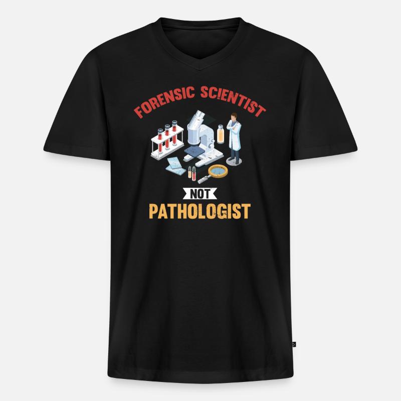 Forensiker, Kein Pathologe, Ermittler - Männer Premium Bio T-Shirt mit V-Ausschnitt - Schwarz