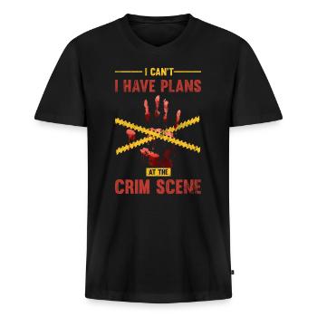 Je ne peux pas, j’ai des casseroles sur les lieux, - T-shirt encolure en V Premium bio Homme - noir - Devant - Nico (187cm)