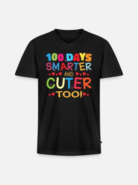 100 days smarter and cuter - Men's Premium Organic T-shirt with V-neck - black