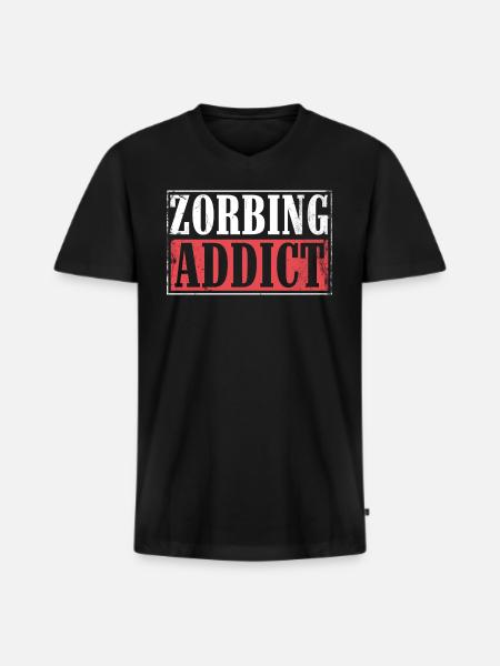 Zorbing Addict, Zorbing - Men's Premium Organic T-shirt with V-neck - black