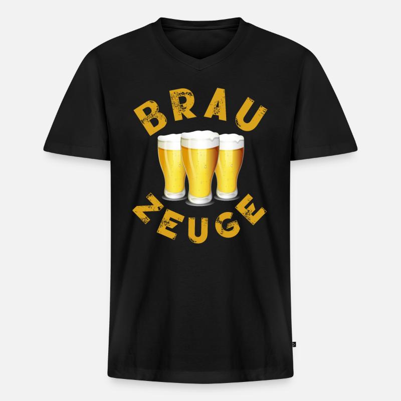 Brewman Beer Drinker - Männer Premium Bio T-Shirt mit V-Ausschnitt - Schwarz
