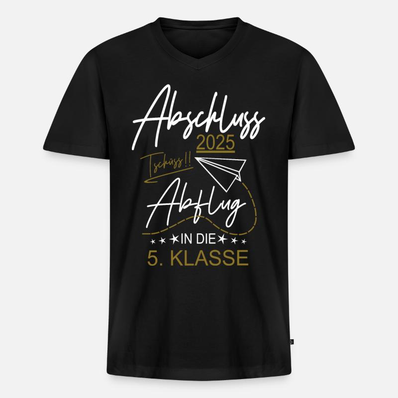 Abschluss 2025 Grundschule - Männer Premium Bio T-Shirt mit V-Ausschnitt - Schwarz