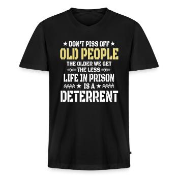 Citation drôle de personnes âgées - T-shirt encolure en V Premium bio Homme - noir - Devant - Nico (187cm)