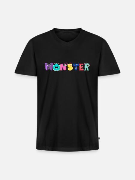 Monster Alphabet - Men's Premium Organic T-shirt with V-neck - black