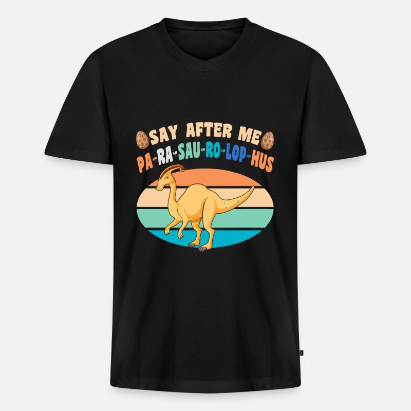 Dinosaurier - Männer Premium Bio T-Shirt mit V-Ausschnitt - Schwarz