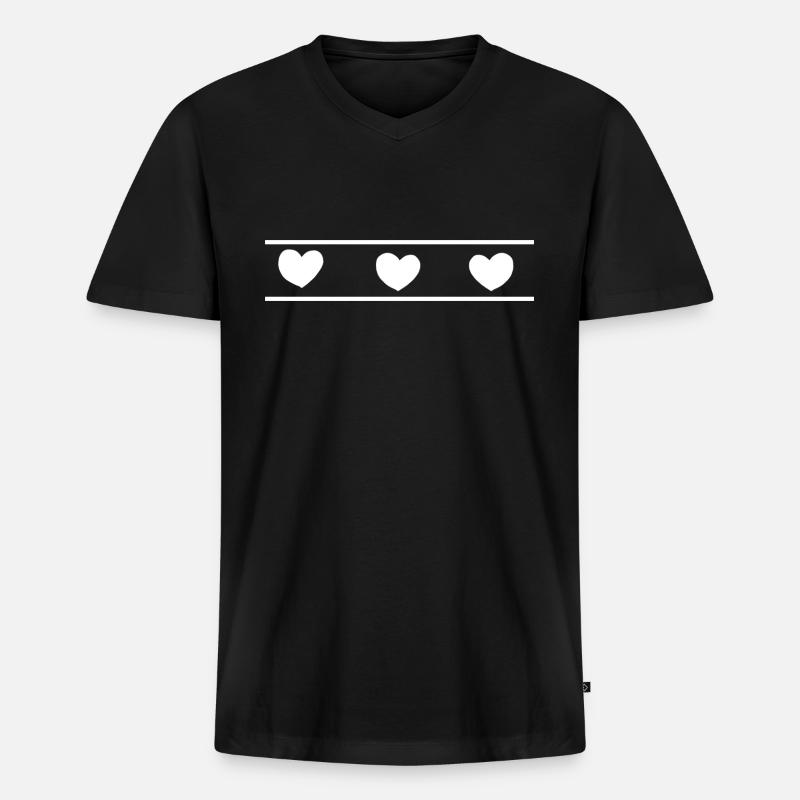 Herz Herzen - Männer Premium Bio T-Shirt mit V-Ausschnitt - Schwarz