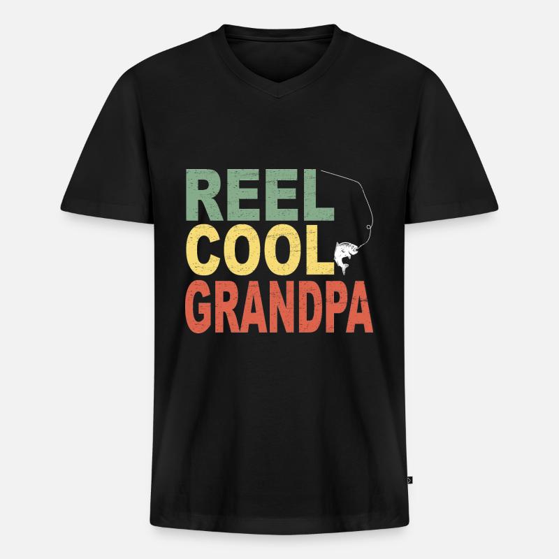 Fischen Opa Geschenkidee - Männer Premium Bio T-Shirt mit V-Ausschnitt - Schwarz