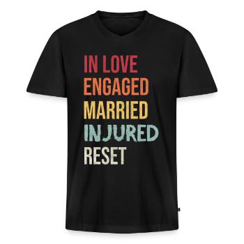 Fiancé dans l’amour marié blessure réinitialiser - T-shirt encolure en V Premium bio Homme - noir - Devant - Nico (187cm)