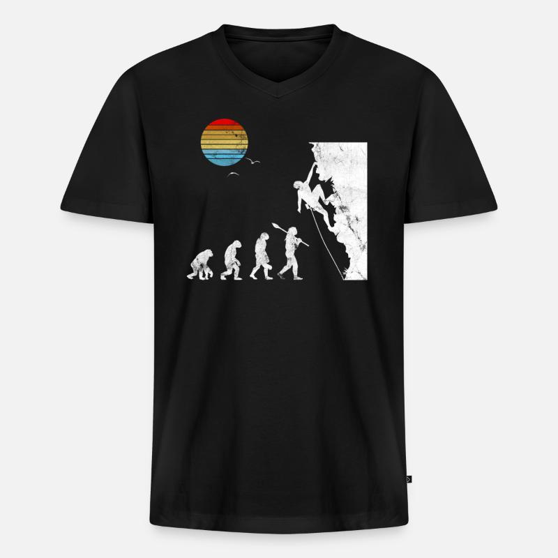 Klettern Bouldern Evolution - Männer Premium Bio T-Shirt mit V-Ausschnitt - Schwarz