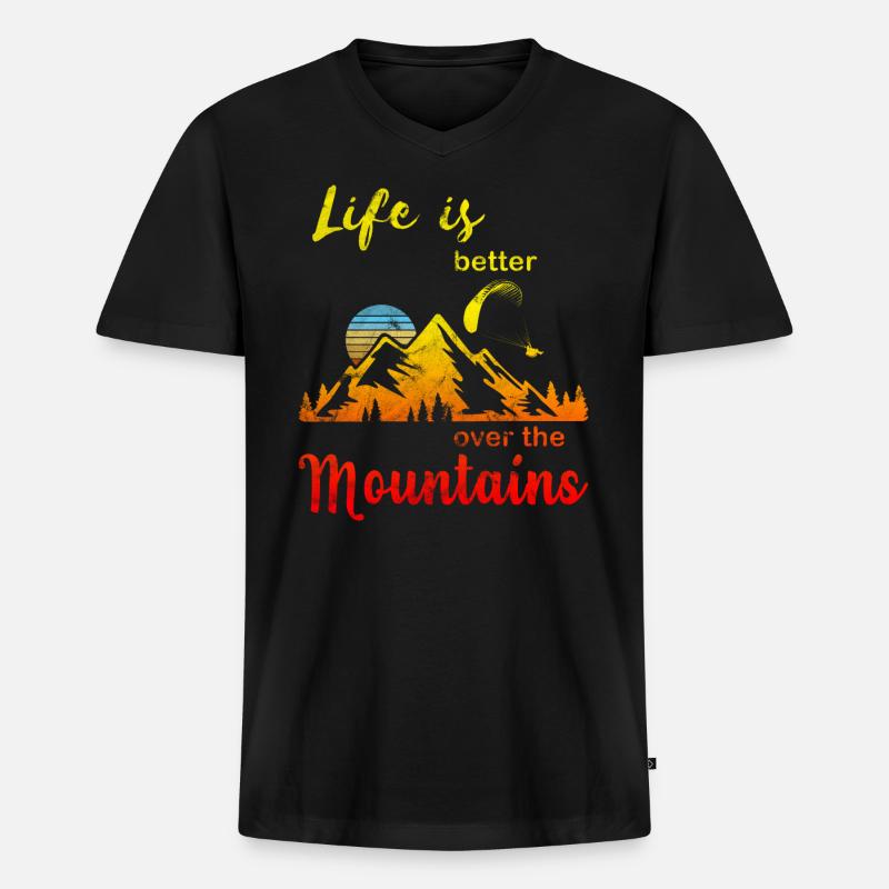 Paragliding Gleitschirm - Männer Premium Bio T-Shirt mit V-Ausschnitt - Schwarz