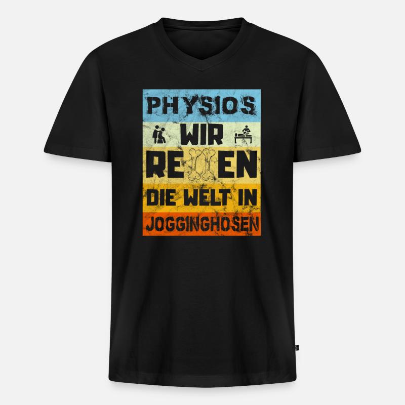 Physiotherapeut Geschenk - Männer Premium Bio T-Shirt mit V-Ausschnitt - Schwarz