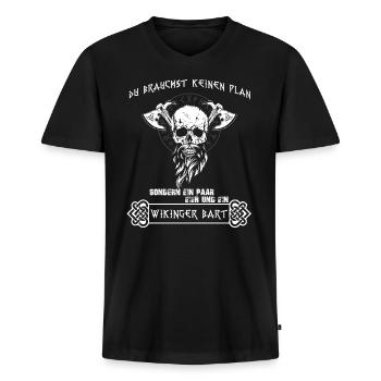 Vikinger Wikinger Nordisches Germanen Valhalla - Männer Premium Bio T-Shirt mit V-Ausschnitt - Schwarz - Vorne - Nico (187cm)