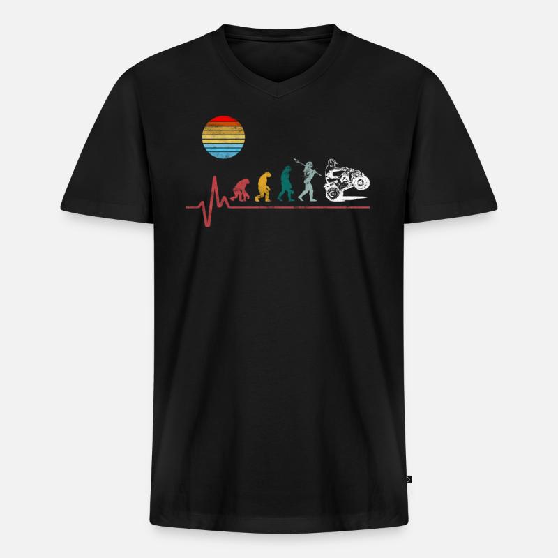 Quad Evolution Herzschlag - Männer Premium Bio T-Shirt mit V-Ausschnitt - Schwarz