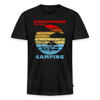 Camping Kastenwagen on Tour Campervans Trip Vintag - Männer Premium Bio T-Shirt mit V-Ausschnitt - Schwarz - Vorne - Nico (187cm)