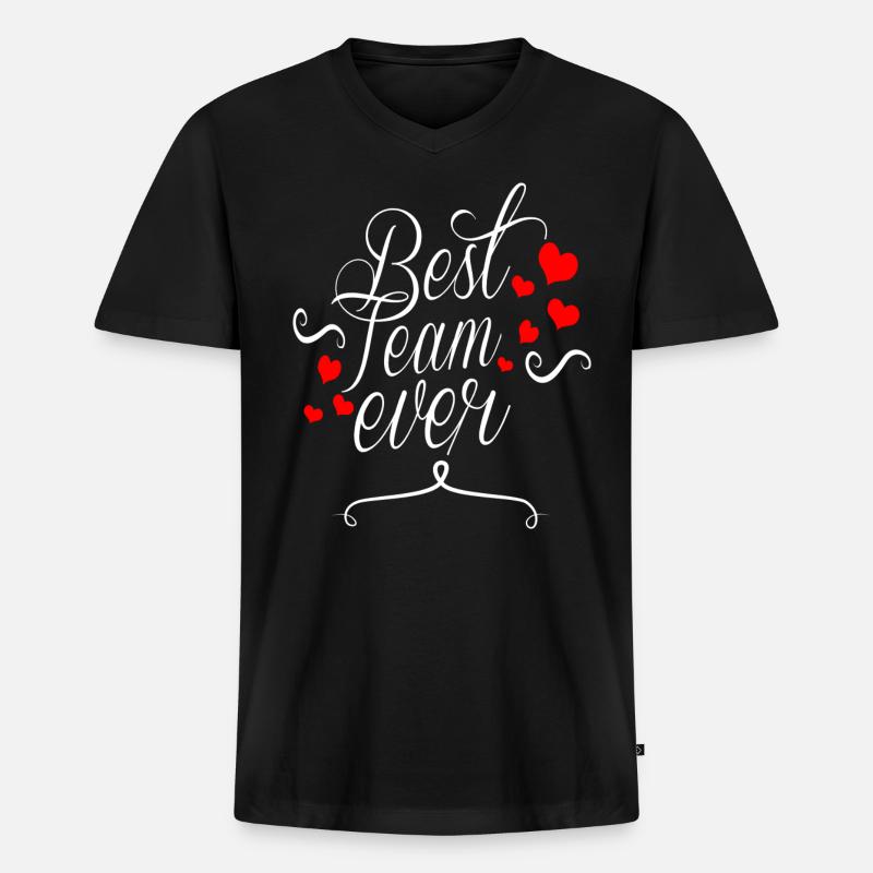 Best Team Ever - Männer Premium Bio T-Shirt mit V-Ausschnitt - Schwarz