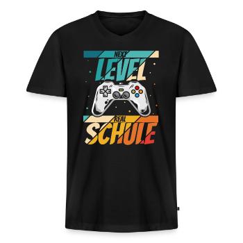 Neue Schule Bye Bye Grundschule next Level Gamecon - Männer Premium Bio T-Shirt mit V-Ausschnitt - Schwarz - Vorne - Nico (187cm)