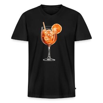 Spritz Cocktail mit Orange - Männer Premium Bio T-Shirt mit V-Ausschnitt - Schwarz - Vorne - Nico (187cm)