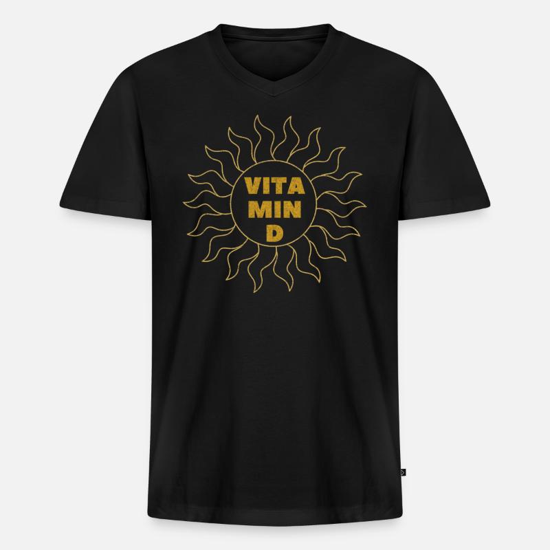 Vitamin D Sonne Grunge - Männer Premium Bio T-Shirt mit V-Ausschnitt - Schwarz