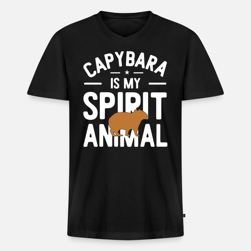 Capybara - Männer Premium Bio T-Shirt mit V-Ausschnitt - Schwarz