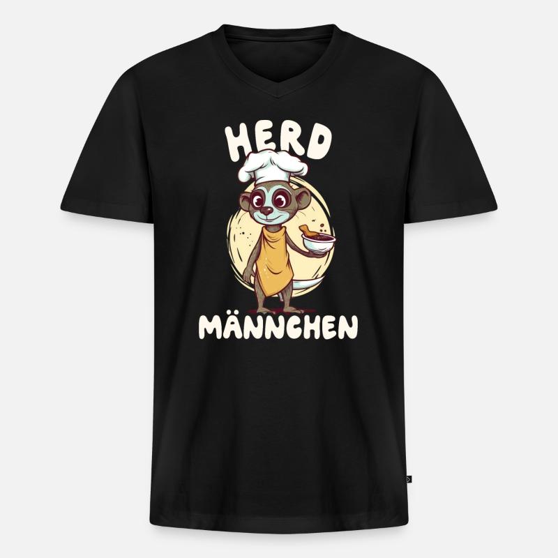 Herdmännchen Erdmännchen Koch - Männer Premium Bio T-Shirt mit V-Ausschnitt - Schwarz