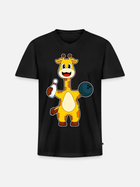 Giraffe Bowling Bowling Ball - Men's Premium Organic T-shirt with V-neck - black
