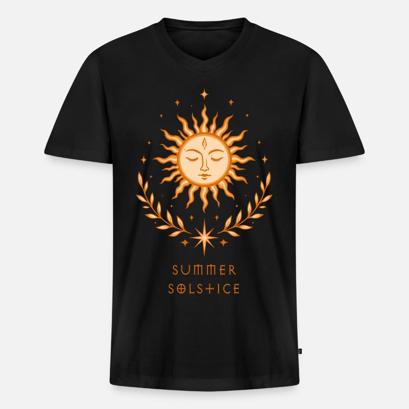 Summer Solstice Sonne – Boho Symbol - Männer Premium Bio T-Shirt mit V-Ausschnitt - Schwarz