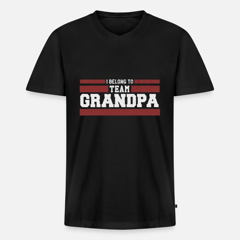 Opa Team - Männer Premium Bio T-Shirt mit V-Ausschnitt - Schwarz