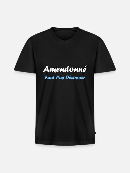 amendonné faut pas déconner - T-shirt encolure en V Premium bio Homme - noir