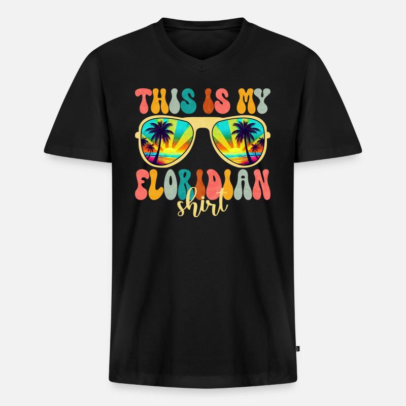 Liebt Florida Sommerferien - Männer Premium Bio T-Shirt mit V-Ausschnitt - Schwarz