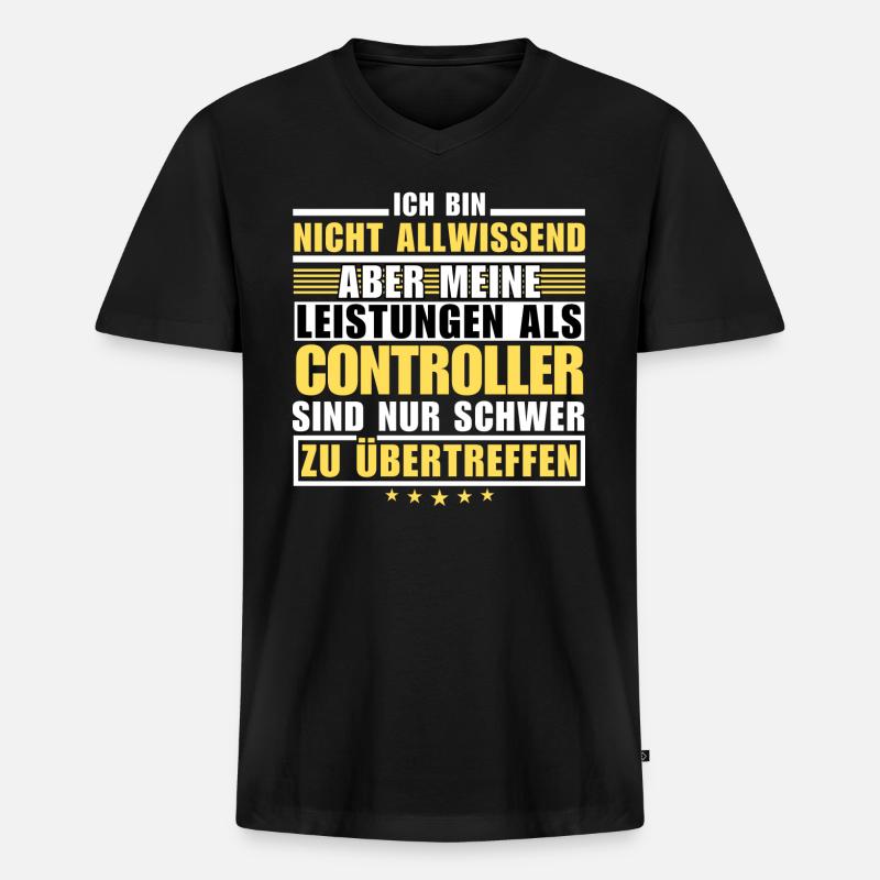 Unübertroffene Leistung als Controller - Männer Premium Bio T-Shirt mit V-Ausschnitt - Schwarz