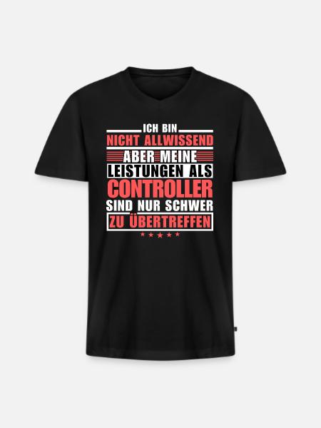 Unübertroffene Leistung als Controller - Männer Premium Bio T-Shirt mit V-Ausschnitt - Schwarz