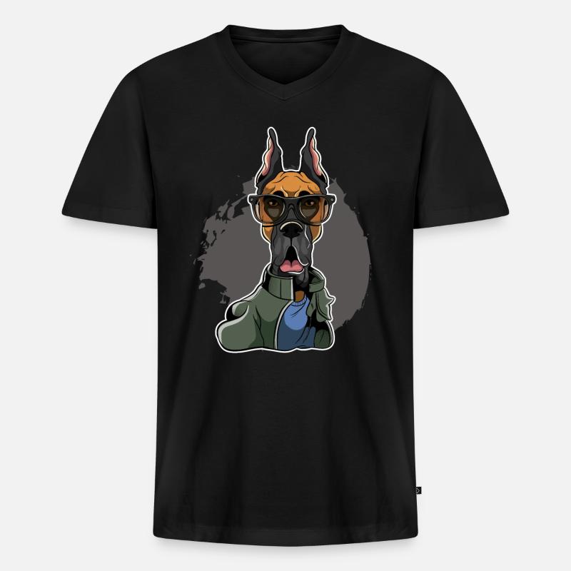 Great Dane - Deutsche Dogge - Männer Premium Bio T-Shirt mit V-Ausschnitt - Schwarz