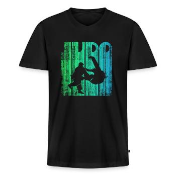 judo - Männer Premium Bio T-Shirt mit V-Ausschnitt - Schwarz - Vorne - Nico (187cm)