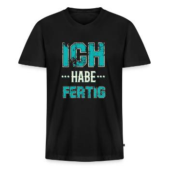 ich habe fertig blue - Männer Premium Bio T-Shirt mit V-Ausschnitt - Schwarz - Vorne - Nico (187cm)