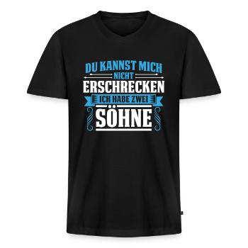 Vater von zwei Söhnen Papa Sohn Vatertag - Männer Premium Bio T-Shirt mit V-Ausschnitt - Schwarz - Vorne - Nico (187cm)