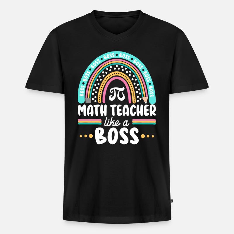 Humor Mathelehrer als Mathechef - Männer Premium Bio T-Shirt mit V-Ausschnitt - Schwarz