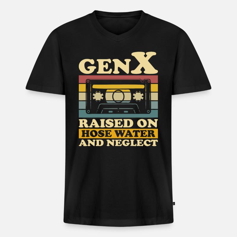Generation X Humor - Männer Premium Bio T-Shirt mit V-Ausschnitt - Schwarz