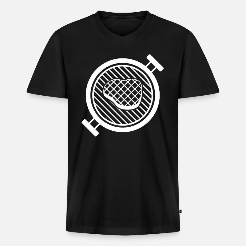 BBQ Grill mit Grillfleisch - Männer Premium Bio T-Shirt mit V-Ausschnitt - Schwarz