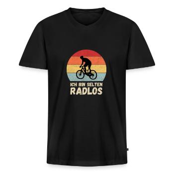 Ich Bin Radlos Lustiger Spruch Fahrrad - Männer Premium Bio T-Shirt mit V-Ausschnitt - Schwarz - Vorne - Nico (187cm)