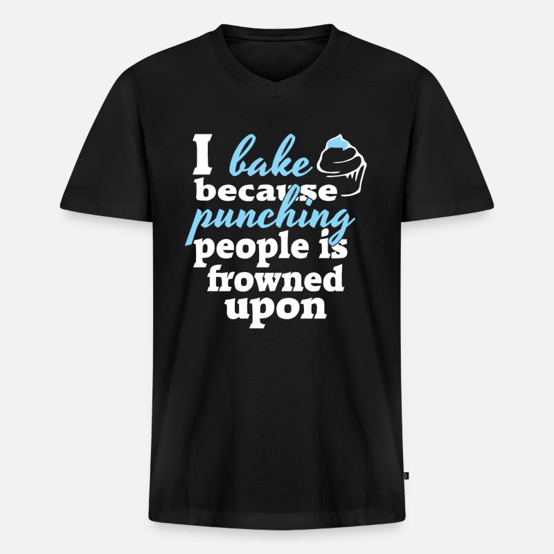 Bäcker backen - Männer Premium Bio T-Shirt mit V-Ausschnitt - Schwarz