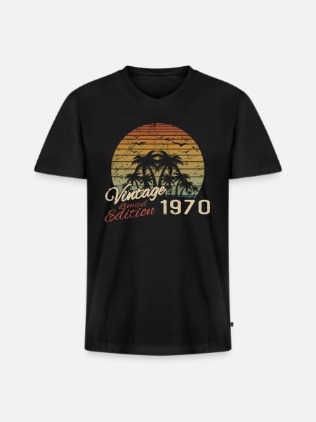 Vintage 1970's Birthday Gift 1970's Retro 1970's - Men's Premium Organic T-shirt with V-neck - black