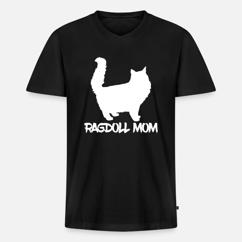 Ragdoll Mom - Männer Premium Bio T-Shirt mit V-Ausschnitt - Schwarz
