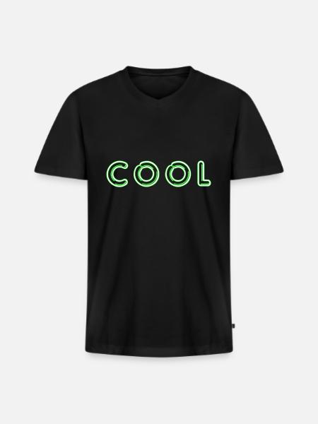 COOL néons verts - T-shirt encolure en V Premium bio Homme - noir