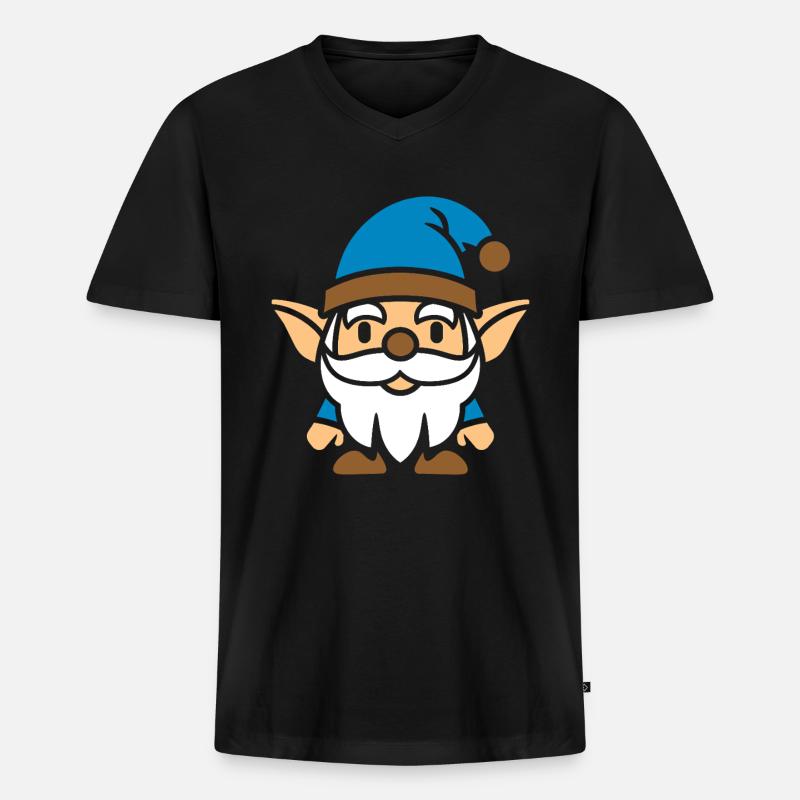Zwerg - Männer Premium Bio T-Shirt mit V-Ausschnitt - Schwarz