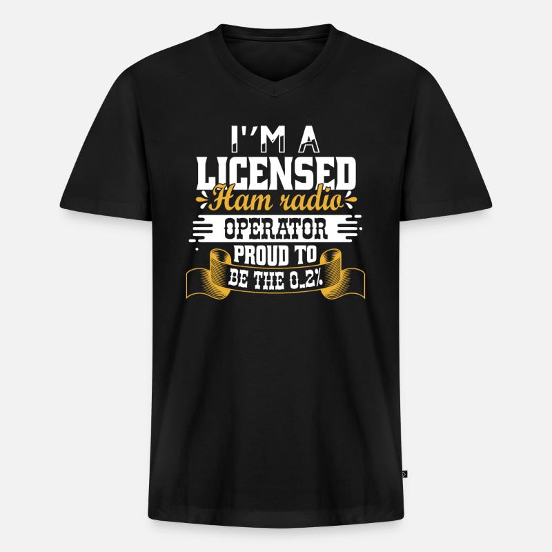 Ich bin ein lizenzierter Funker - Männer Premium Bio T-Shirt mit V-Ausschnitt - Schwarz