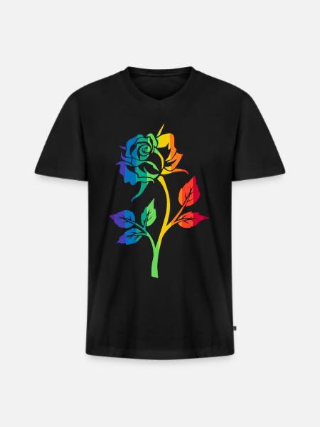 RAINBOW ROSE - Men's Premium Organic T-shirt with V-neck - black